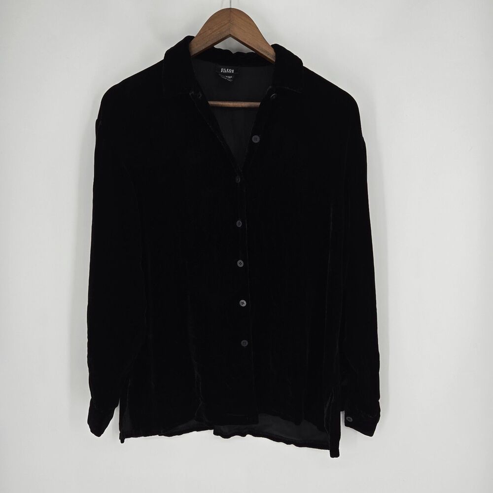 Eileen Fisher Silk Blend Velvet Top Small Whimsigoth Minimalist Classy